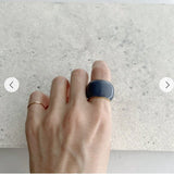 Japanese Minimal Enamel Wide Band Ring | Versatile Layering Style - floysun