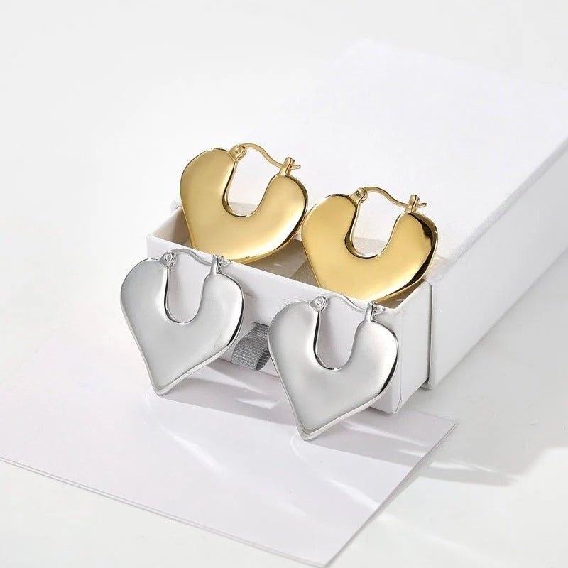Japanese Minimalist Polished Heart Earrings - floysun