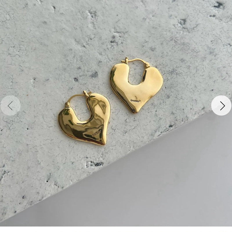 Japanese Minimalist Polished Heart Earrings - floysun