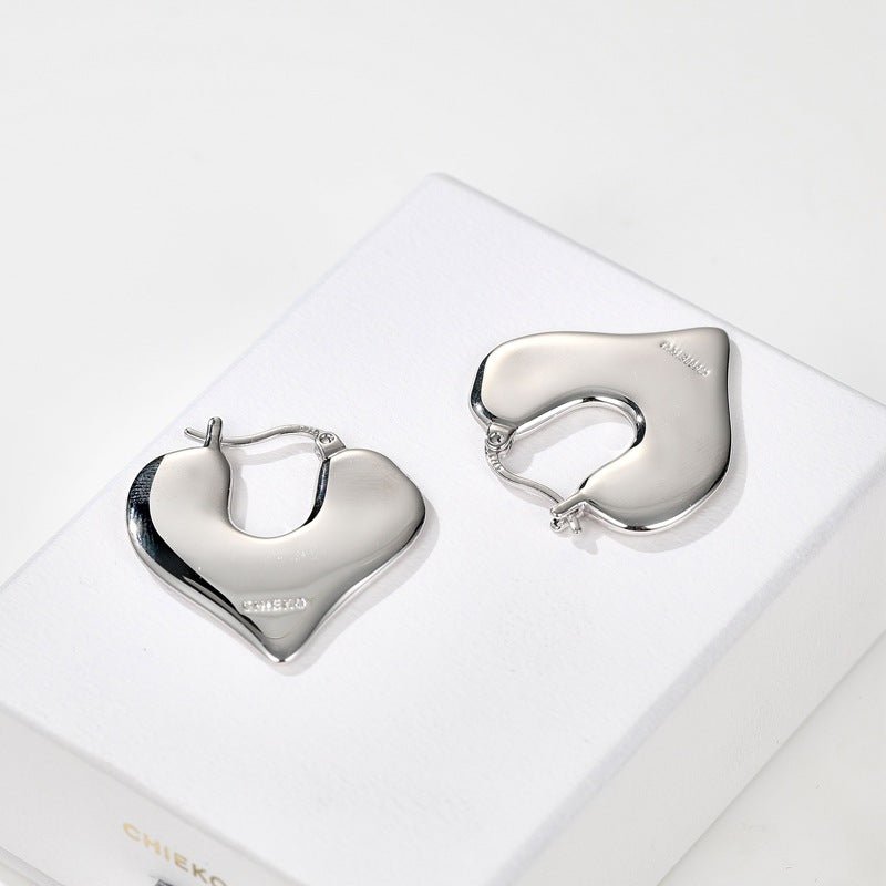 Japanese Minimalist Polished Heart Earrings - floysun