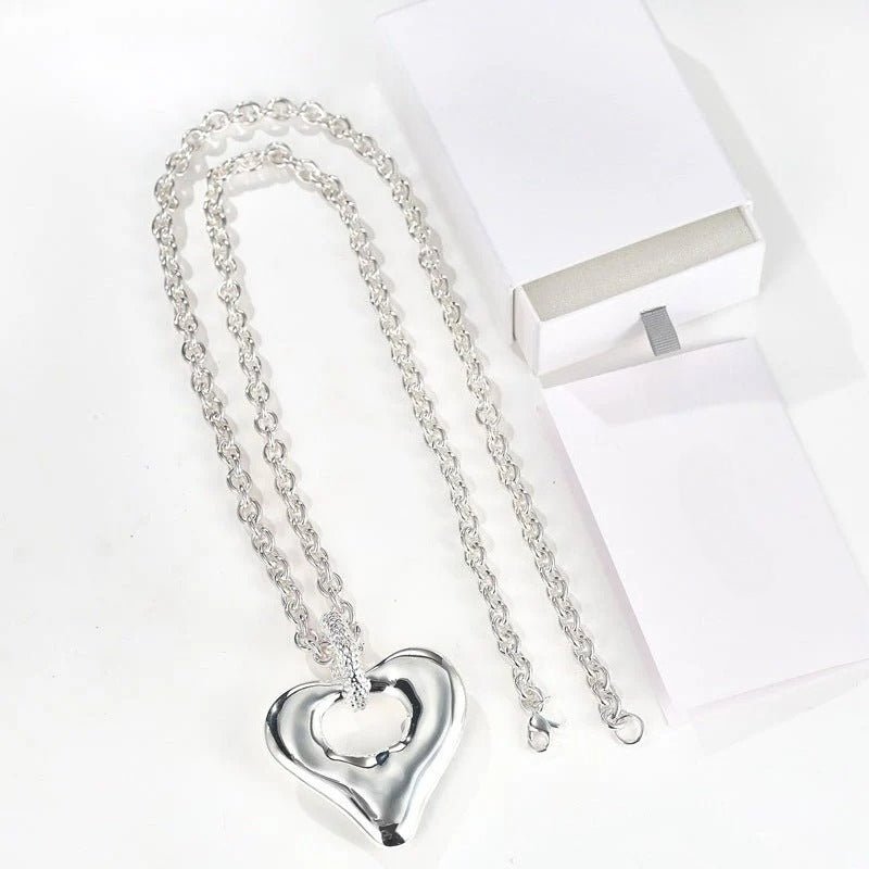 Japanese Minimalist Polished Heart Pendant Necklace - floysun