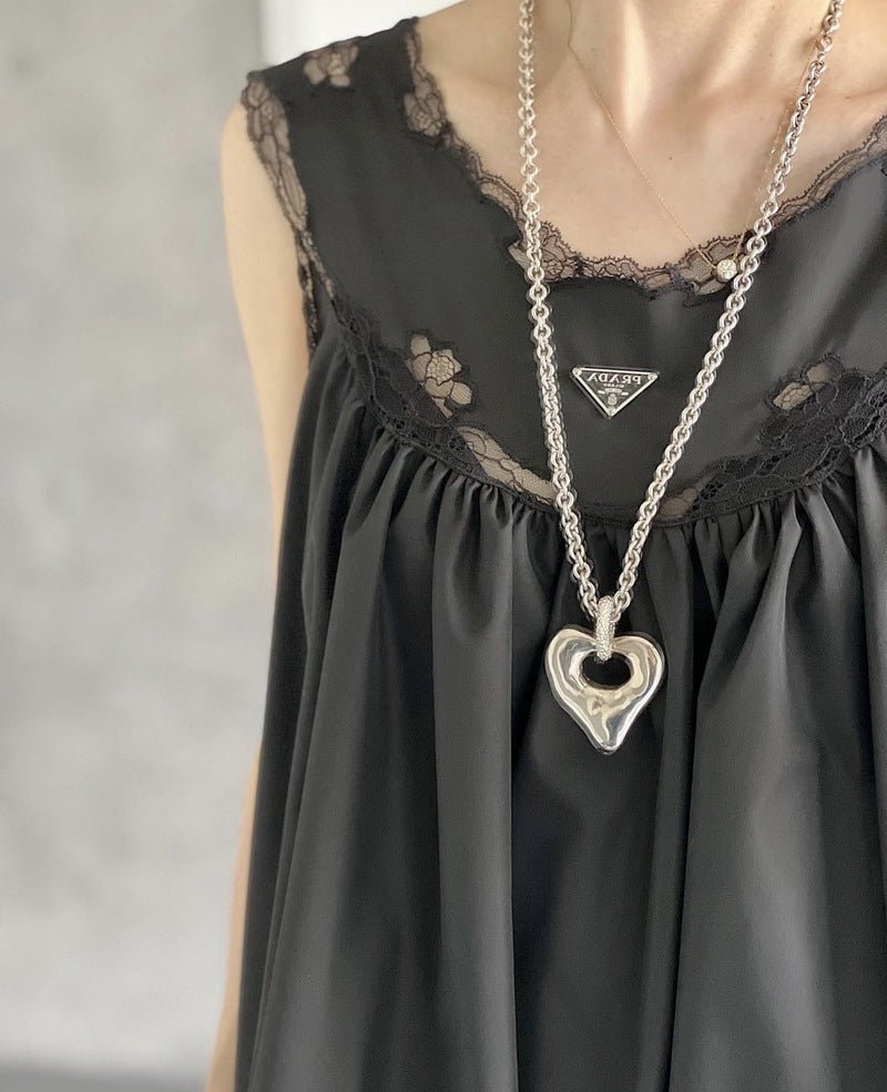 Japanese Minimalist Polished Heart Pendant Necklace - floysun