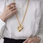 Japanese Minimalist Polished Heart Pendant Necklace - floysun