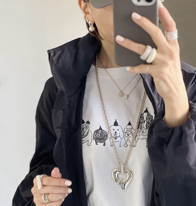 Japanese Minimalist Polished Heart Pendant Necklace - floysun