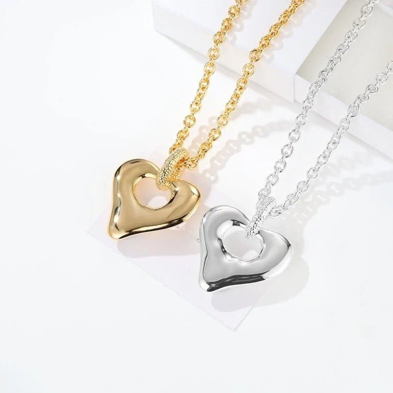 Japanese Minimalist Polished Heart Pendant Necklace - floysun