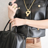 Japanese Minimalist Polished Heart Pendant Necklace - floysun