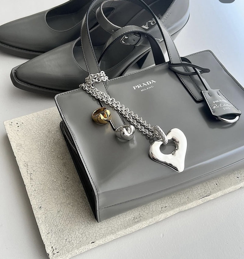 Japanese Minimalist Polished Heart Pendant Necklace - floysun