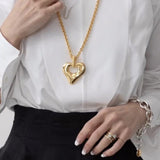 Japanese Minimalist Polished Heart Pendant Necklace - floysun