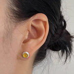 Japanese - Style 925 Sterling Silver Gemstone Stud Earrings - floysun
