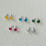 Japanese - Style 925 Sterling Silver Gemstone Stud Earrings - floysun