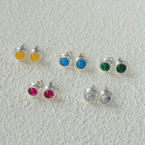 Japanese - Style 925 Sterling Silver Gemstone Stud Earrings - floysun
