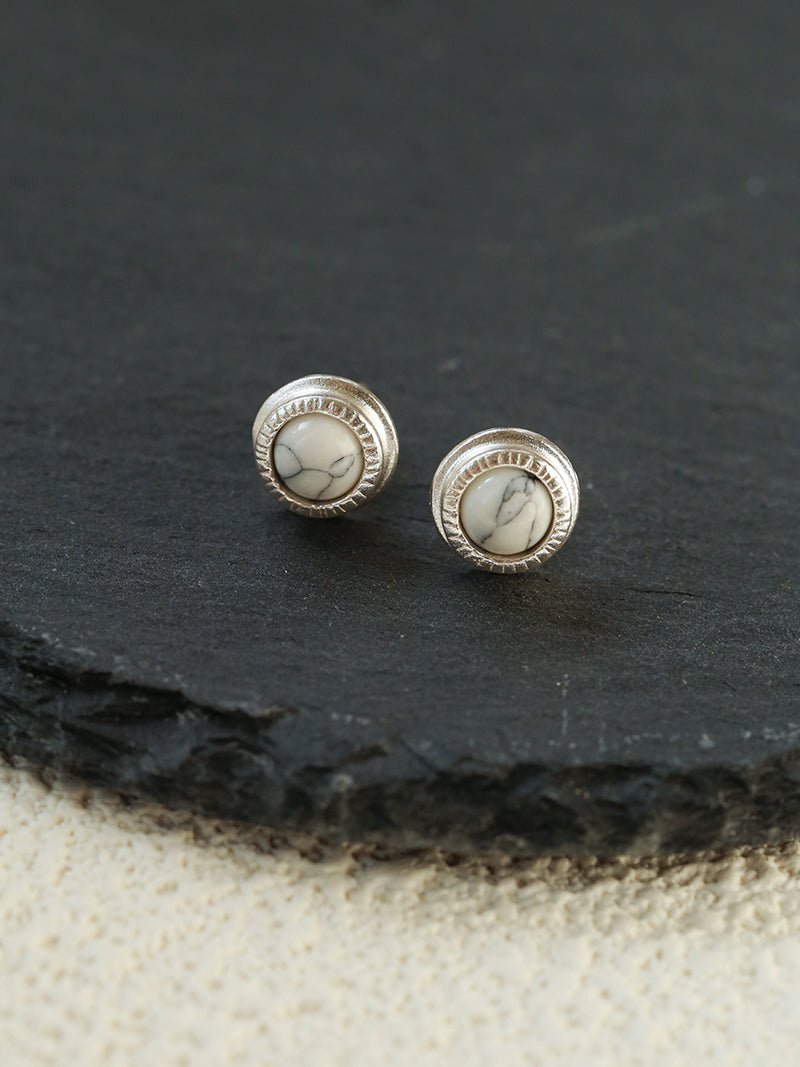 Japanese - Style 925 Sterling Silver Gemstone Stud Earrings - floysun