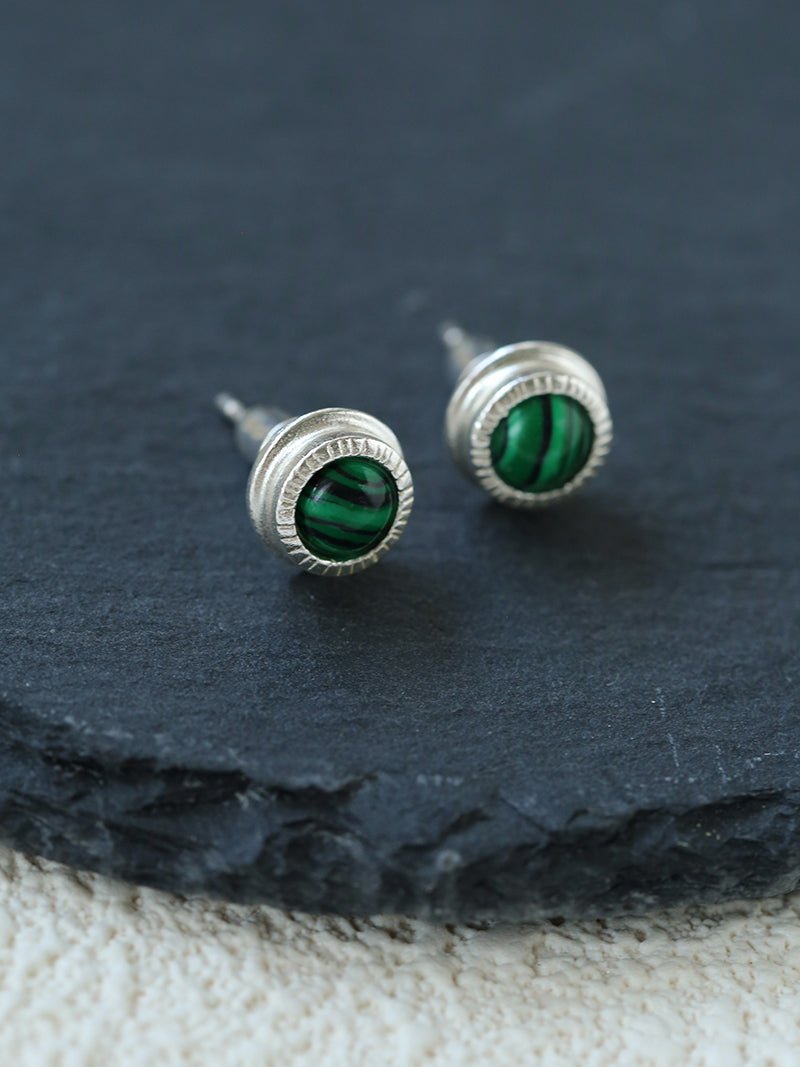 Japanese - Style 925 Sterling Silver Gemstone Stud Earrings - floysun