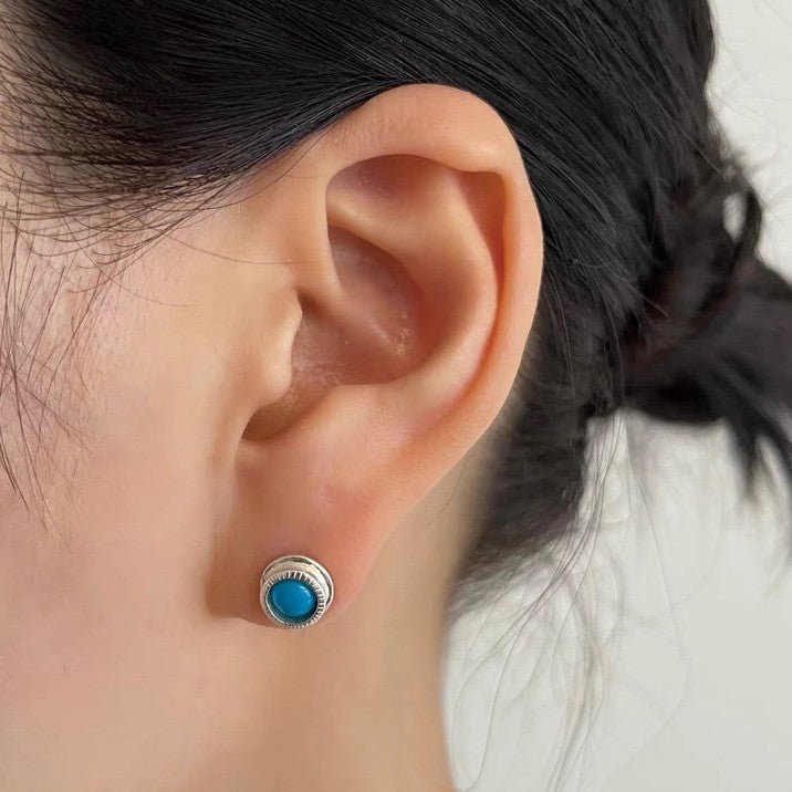 Japanese - Style 925 Sterling Silver Gemstone Stud Earrings - floysun