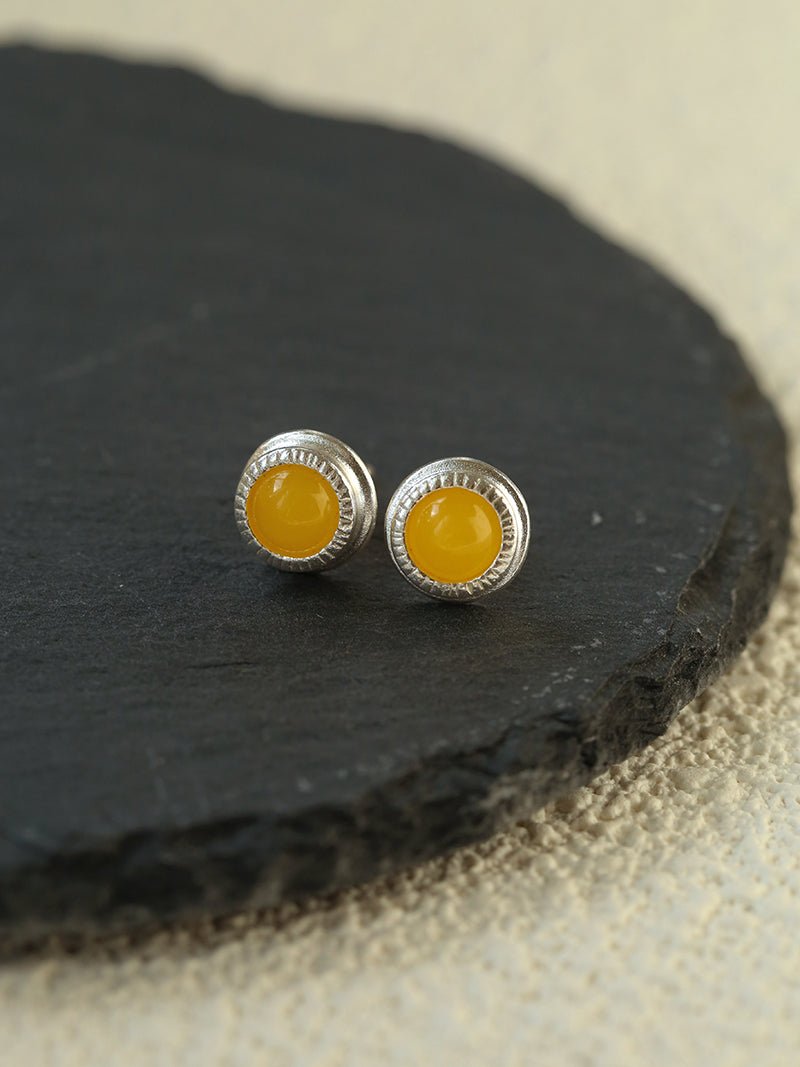 Japanese - Style 925 Sterling Silver Gemstone Stud Earrings - floysun