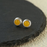 Japanese - Style 925 Sterling Silver Gemstone Stud Earrings - floysun