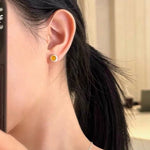 Japanese - Style 925 Sterling Silver Gemstone Stud Earrings - floysun