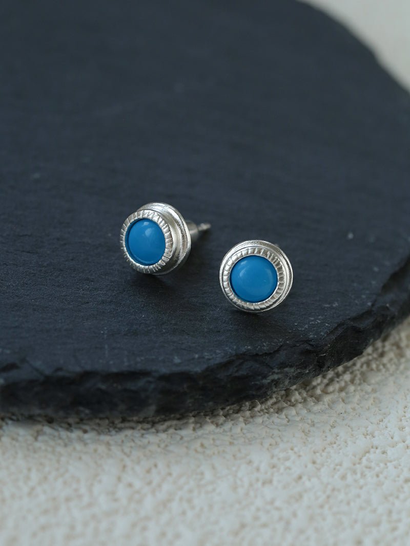 Japanese - Style 925 Sterling Silver Gemstone Stud Earrings - floysun