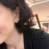 Japanese - Style 925 Sterling Silver Gemstone Stud Earrings - floysun