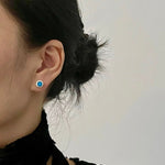 Japanese - Style 925 Sterling Silver Gemstone Stud Earrings - floysun