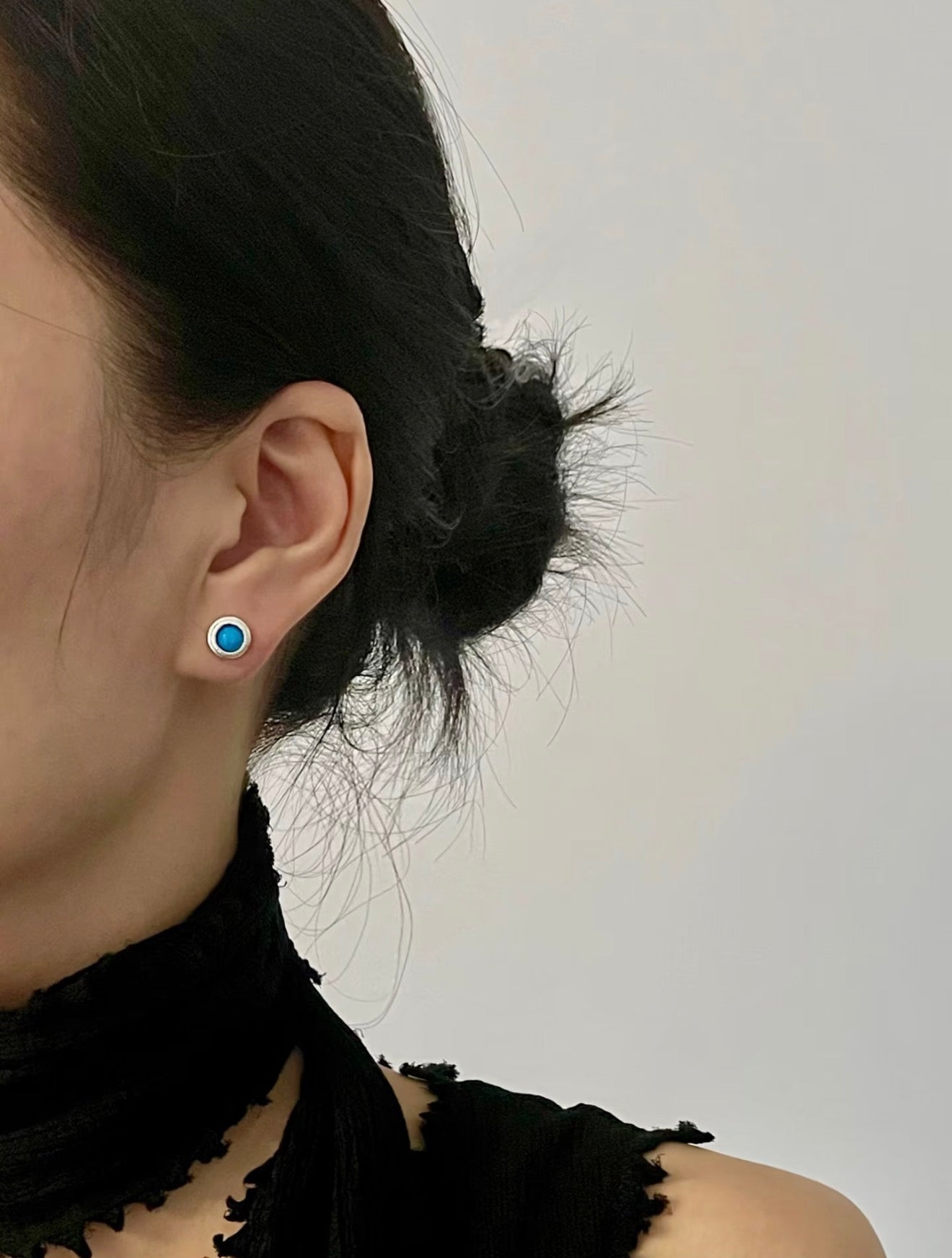 Japanese - Style 925 Sterling Silver Gemstone Stud Earrings - floysun