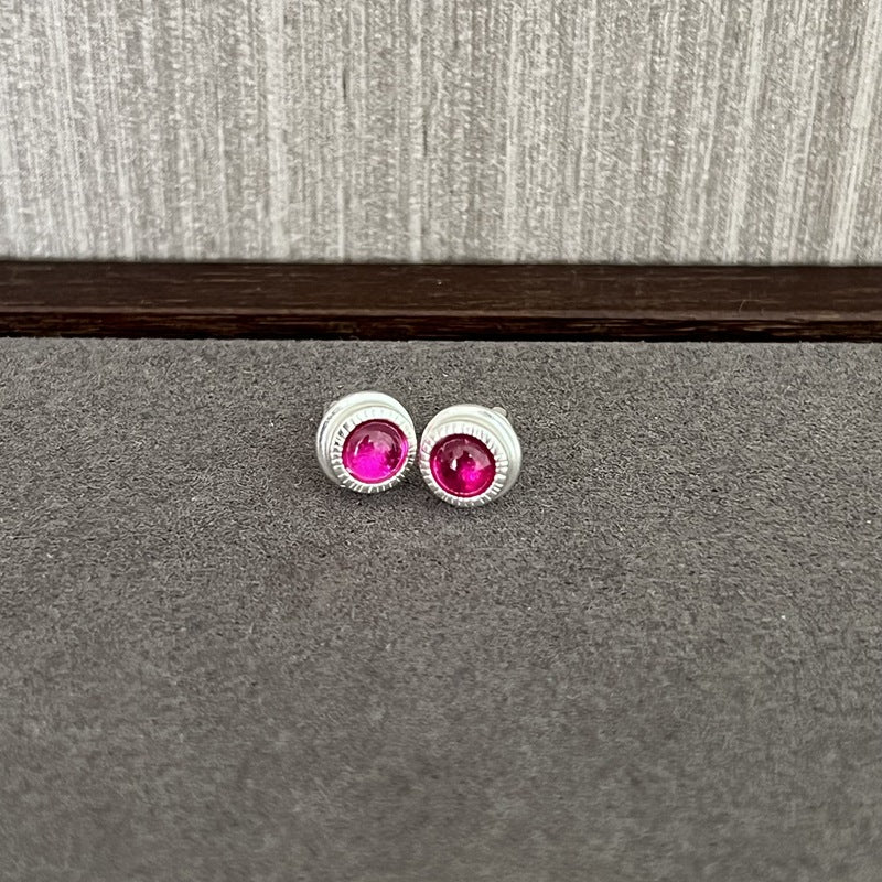 Japanese - Style 925 Sterling Silver Gemstone Stud Earrings - floysun