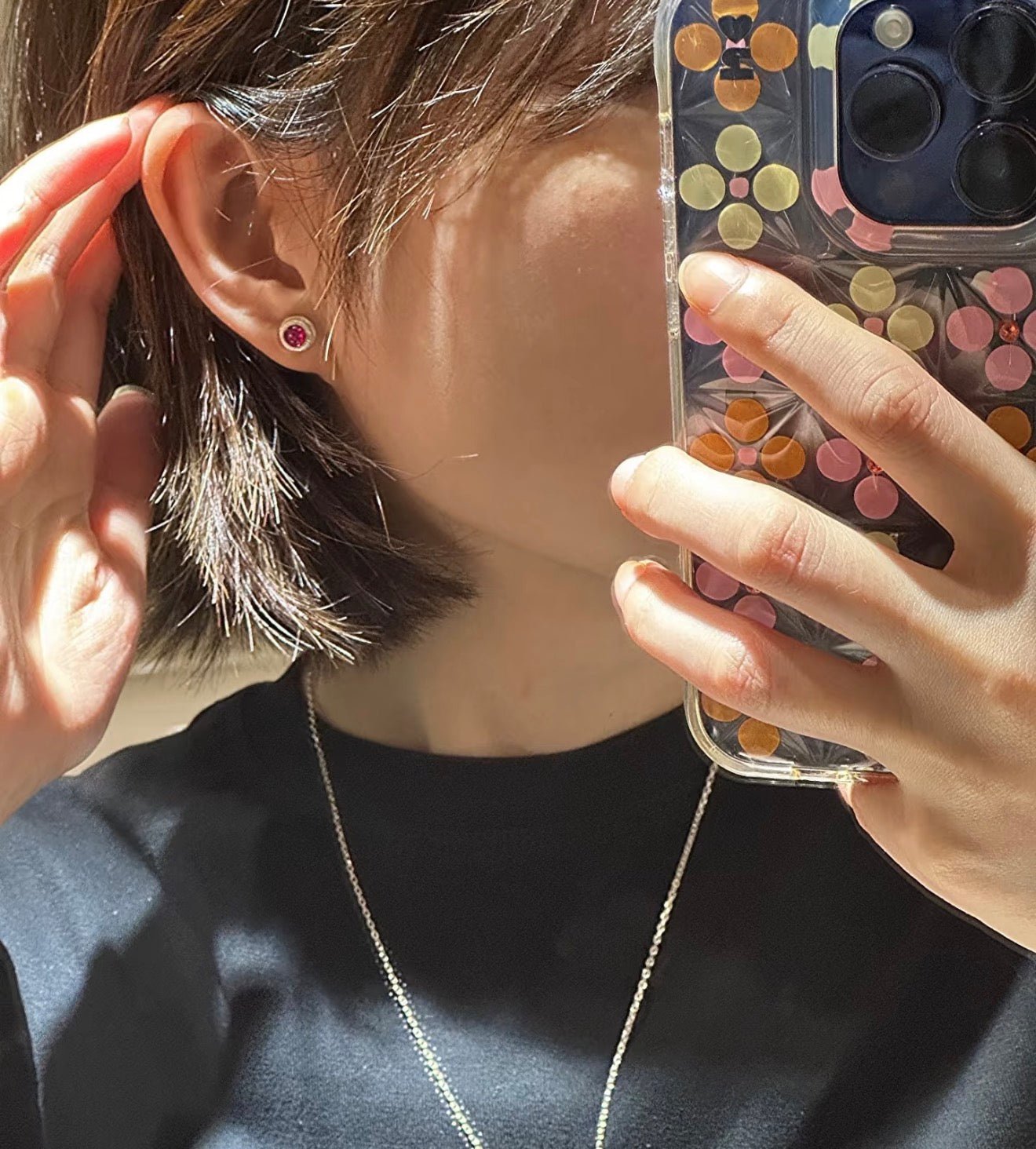 Japanese - Style 925 Sterling Silver Gemstone Stud Earrings - floysun