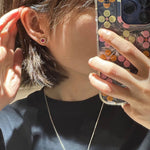 Japanese - Style 925 Sterling Silver Gemstone Stud Earrings - floysun