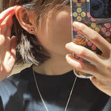 Japanese - Style 925 Sterling Silver Gemstone Stud Earrings - floysun