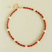 Joyful Red Stone Round Bead and Pearl Bead Beaded Necklace - floysun