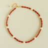 Joyful Red Stone Round Bead and Pearl Bead Beaded Necklace - floysun