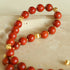 Joyful Red Stone Round Bead and Pearl Bead Beaded Necklace - floysun