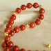 Joyful Red Stone Round Bead and Pearl Bead Beaded Necklace - floysun