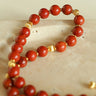 Joyful Red Stone Round Bead and Pearl Bead Beaded Necklace - floysun