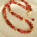 Joyful Red Stone Round Bead and Pearl Bead Beaded Necklace - floysun