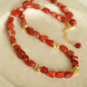 Joyful Red Stone Round Bead and Pearl Bead Beaded Necklace - floysun