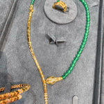 K - Yellow Gold Serpent Green Chalcedony Stretch Ring - floysun