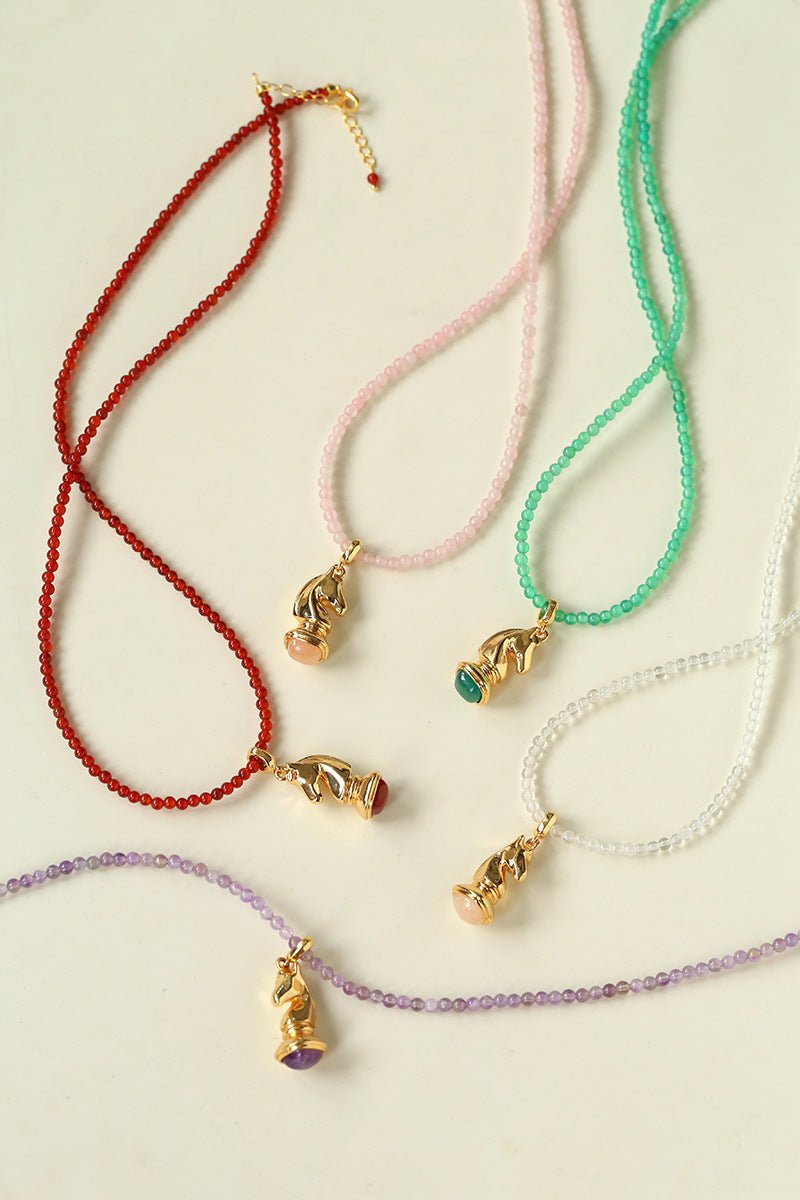 Knight Chess Horse Gemstone Beaded Necklace - floysun