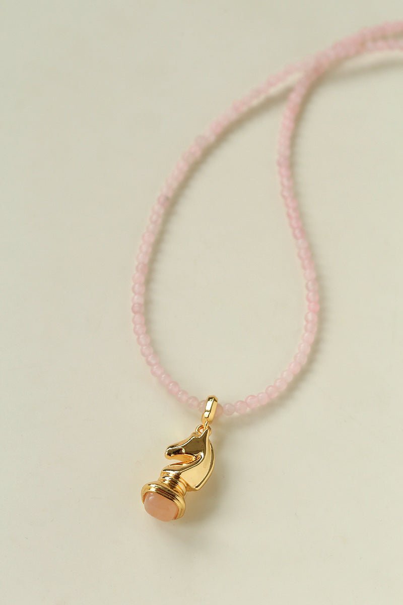 Knight Chess Horse Gemstone Beaded Necklace - floysun