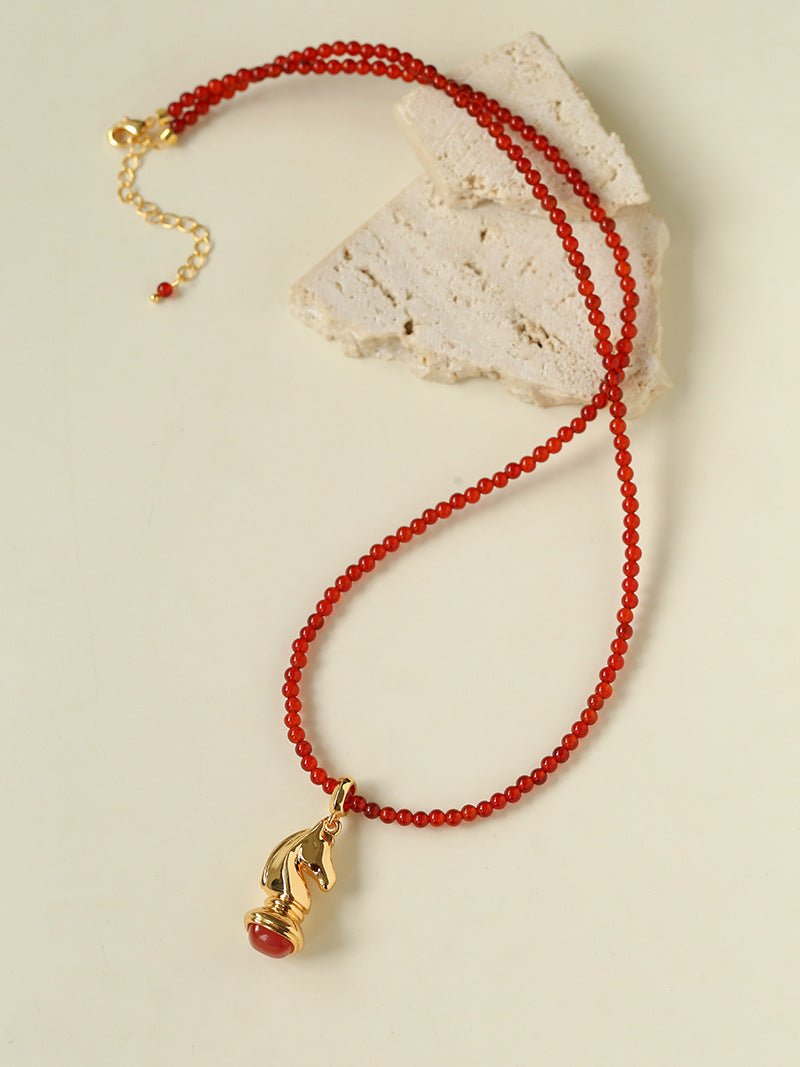 Knight Chess Horse Gemstone Beaded Necklace - floysun