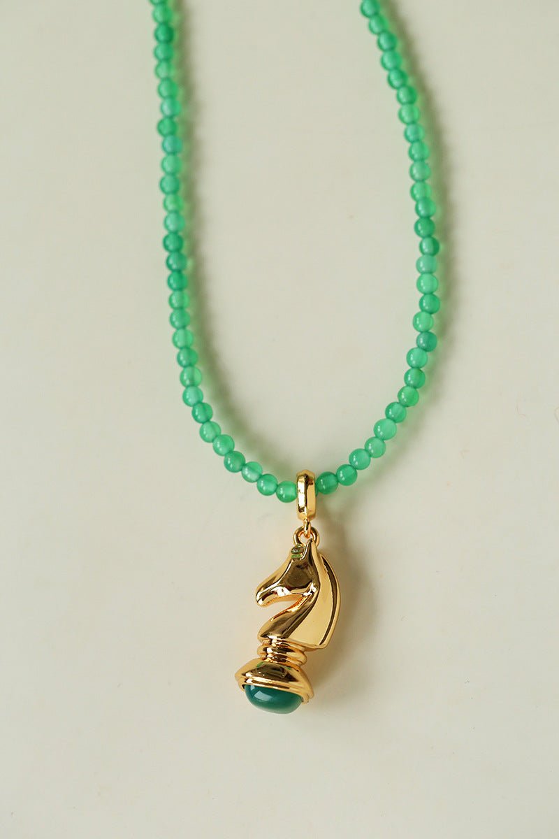 Knight Chess Horse Gemstone Beaded Necklace - floysun