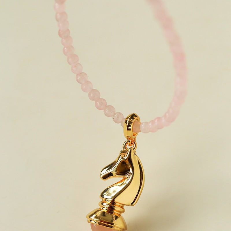 Knight Chess Horse Gemstone Beaded Necklace - floysun