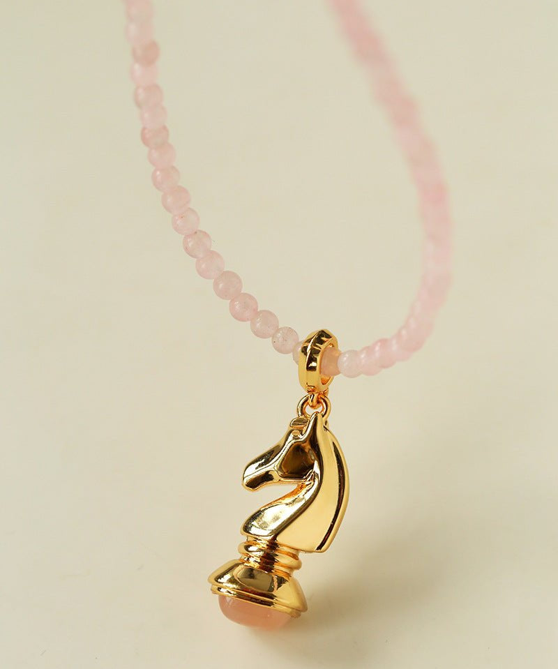 Knight Chess Horse Gemstone Beaded Necklace - floysun
