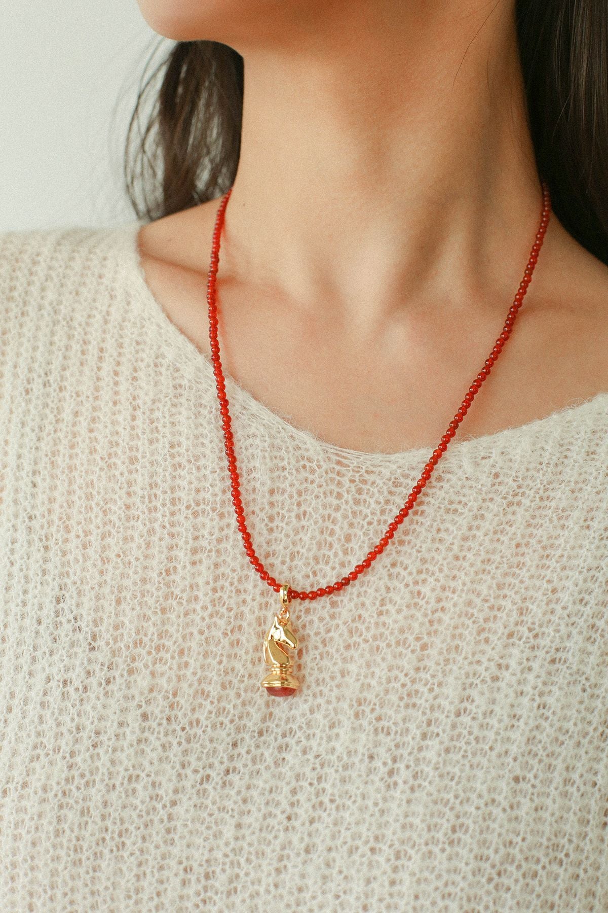 Knight Chess Horse Gemstone Beaded Necklace - floysun