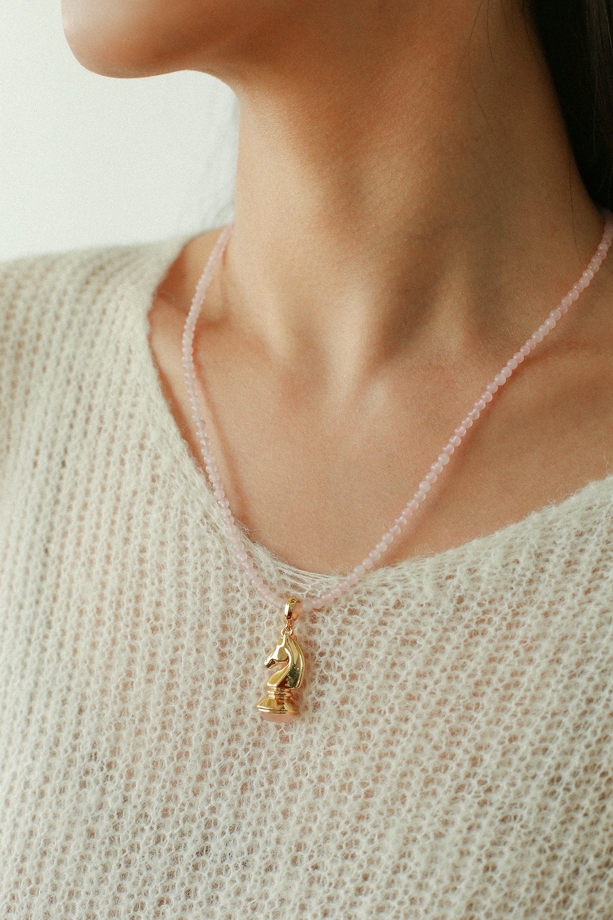 Knight Chess Horse Gemstone Beaded Necklace - floysun