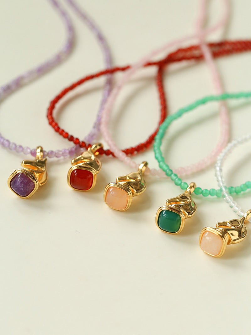 Knight Chess Horse Gemstone Beaded Necklace - floysun