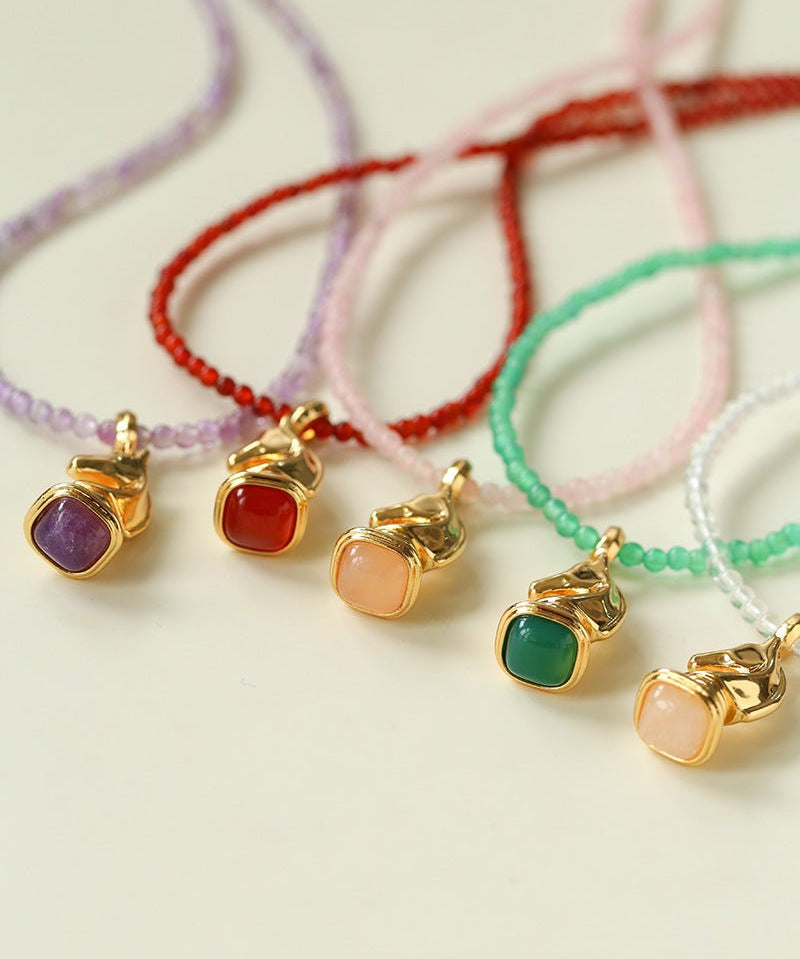 Knight Chess Horse Gemstone Beaded Necklace - floysun