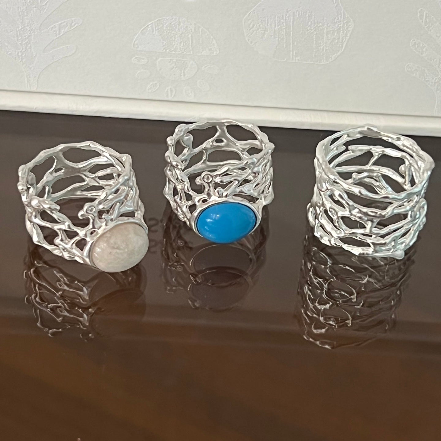 Korean Artisan Birdcage Turquoise Ring - floysun