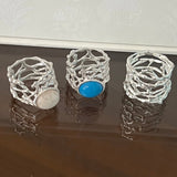 Korean Artisan Birdcage Turquoise Ring - floysun