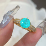 Lab-Created Firework Paraiba-Colour Six-Prong Ring - floysun